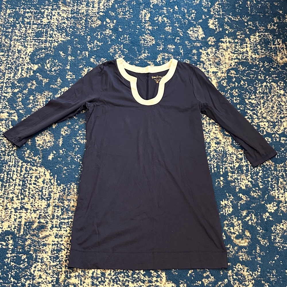 Lilly Pulitzer Navy and White Cotton Dress